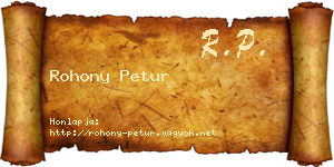 Rohony Petur névjegykártya